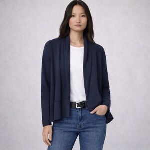 Juicy Couture Black Cardigan Y2K Open Front Drape Collar Small Preppy Officecore